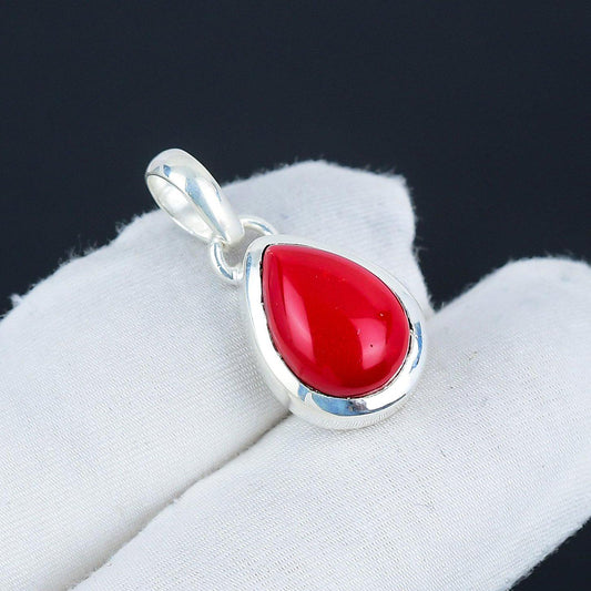 Red Coral Gemstone Pendant