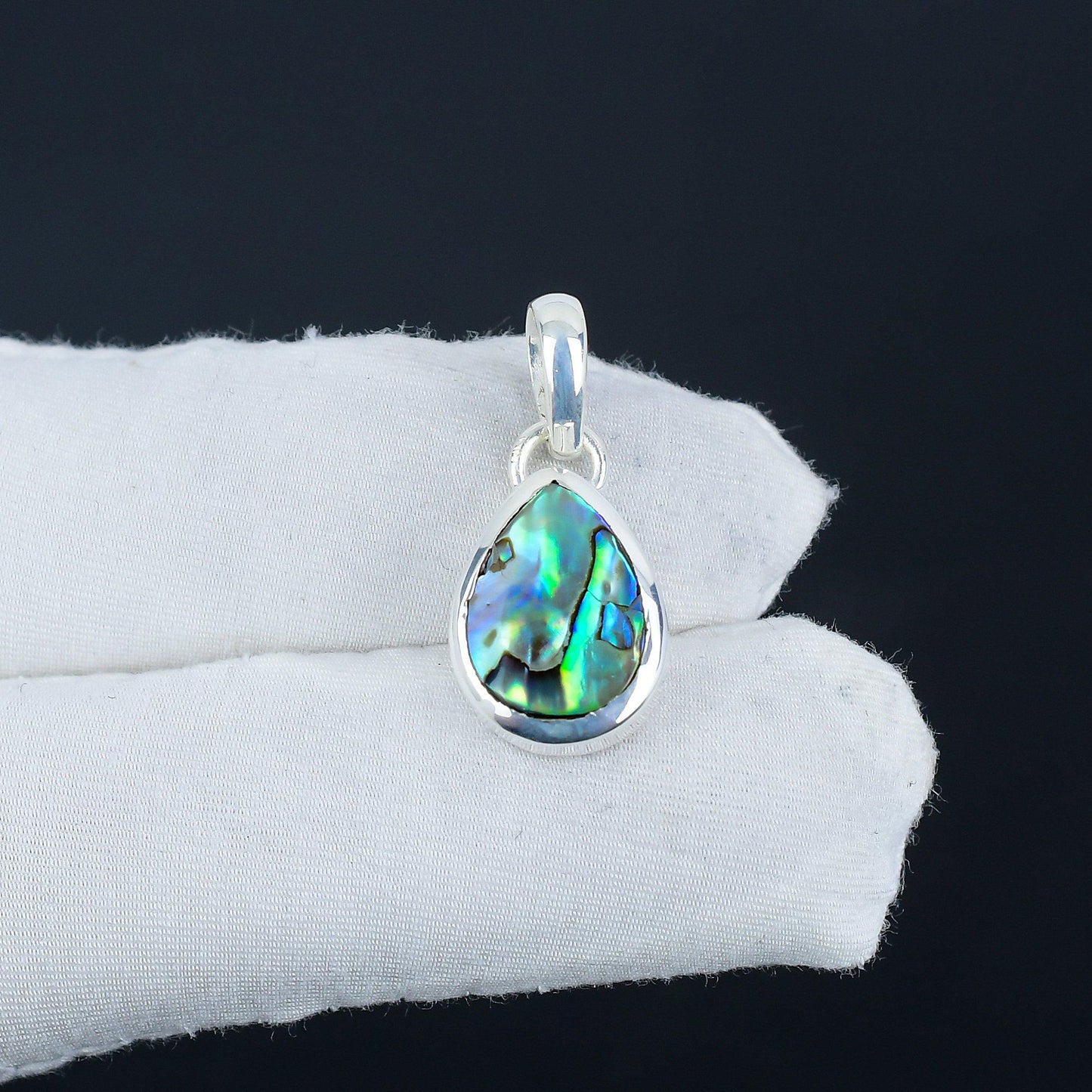 Blue Green Abalone Shell Gemstone Pendant