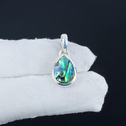 Blue Green Abalone Shell Gemstone Pendant