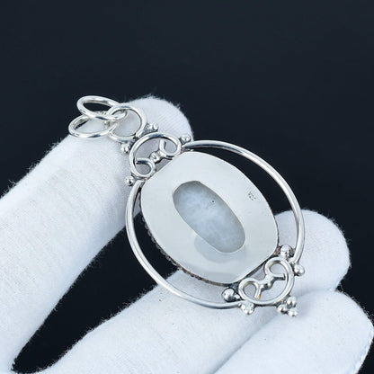 Rainbow Moonstone Silver Pendant