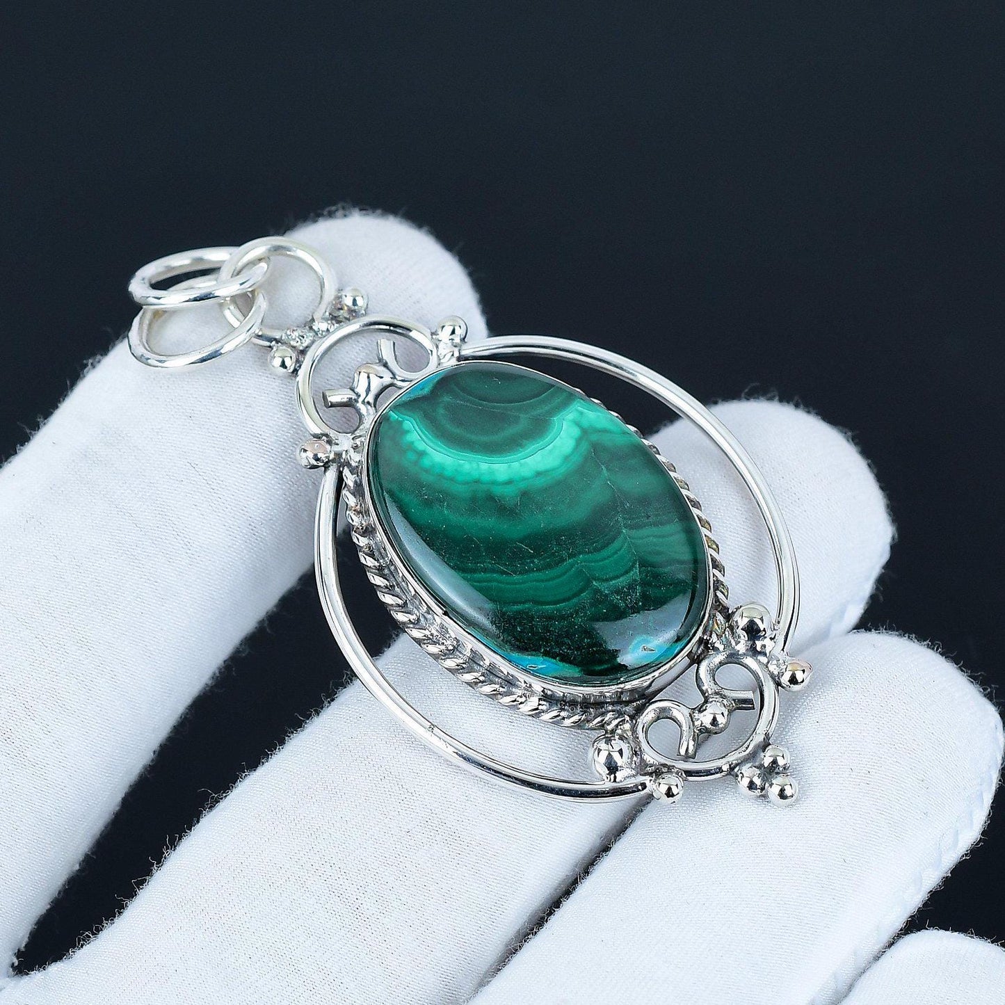Green Malachite Gemstone Pendant