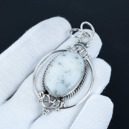 White Dendritic Opal Pendant