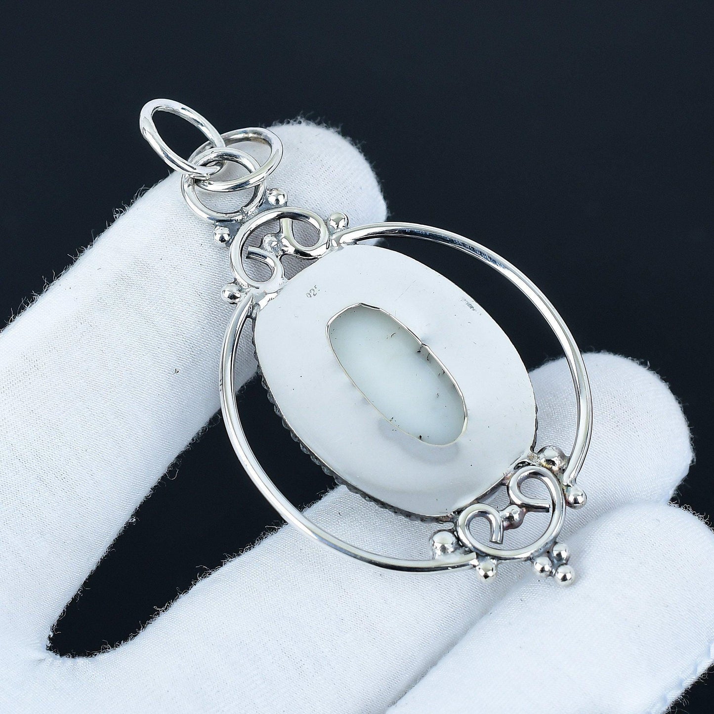 White Dendritic Opal Pendant