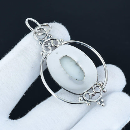 White Dendritic Opal Pendant