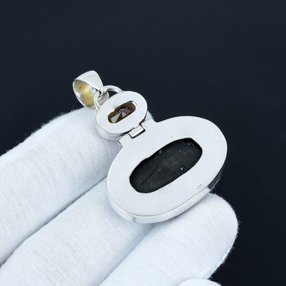 Black Obsidian & Smoky Topaz Pendant