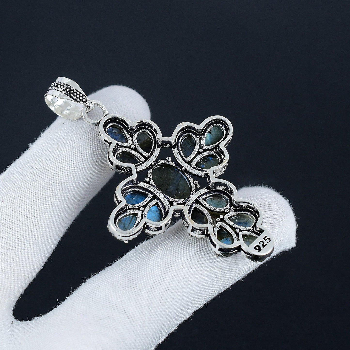 Grey Labradorite Cross Pendant