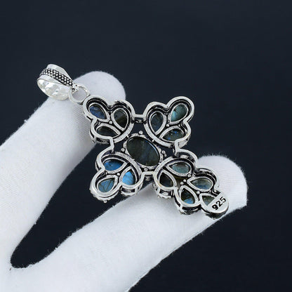 Grey Labradorite Cross Pendant