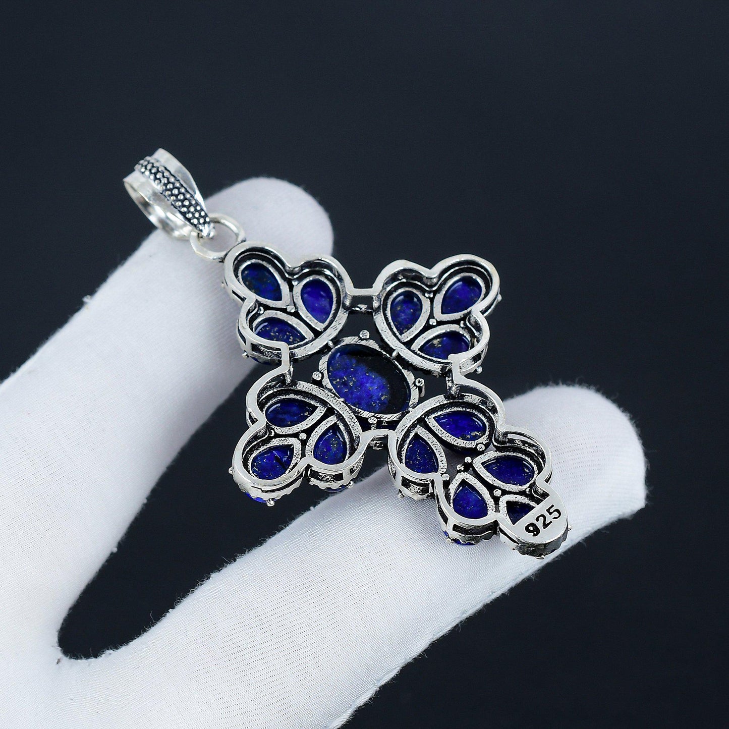 Blue Lapis Lazuli Gemstone Cross Pendant