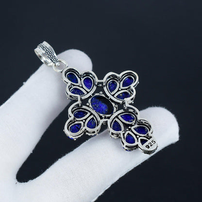 Blue Lapis Lazuli Gemstone Cross Pendant
