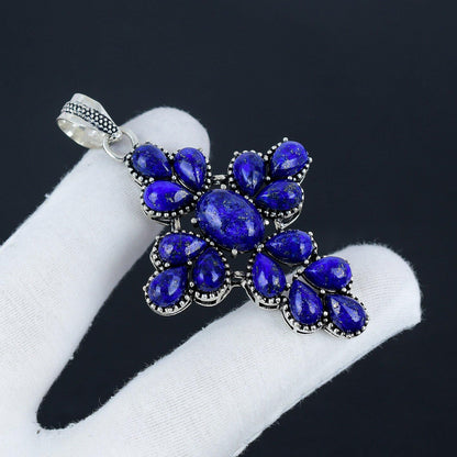 Blue Lapis Lazuli Gemstone Cross Pendant