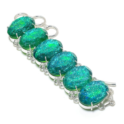 Blue Green Australian Triplet Opal Gemstone Bracelet