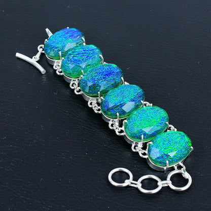 Blue Green Australian Triplet Opal Gemstone Bracelet