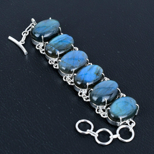 Iridescent Blue Labradorite Gemstone Bracelet