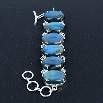 Iridescent Blue Labradorite Gemstone Bracelet