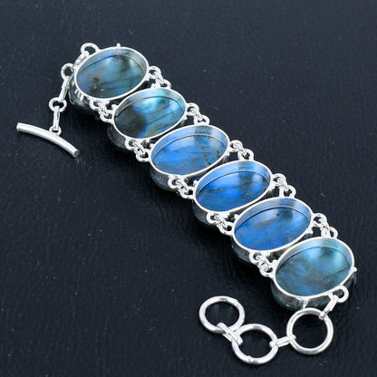Iridescent Blue Labradorite Gemstone Bracelet