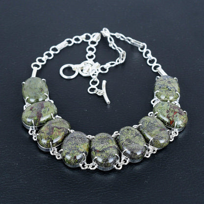 Green & Red Dragonblood Gemstone Necklace