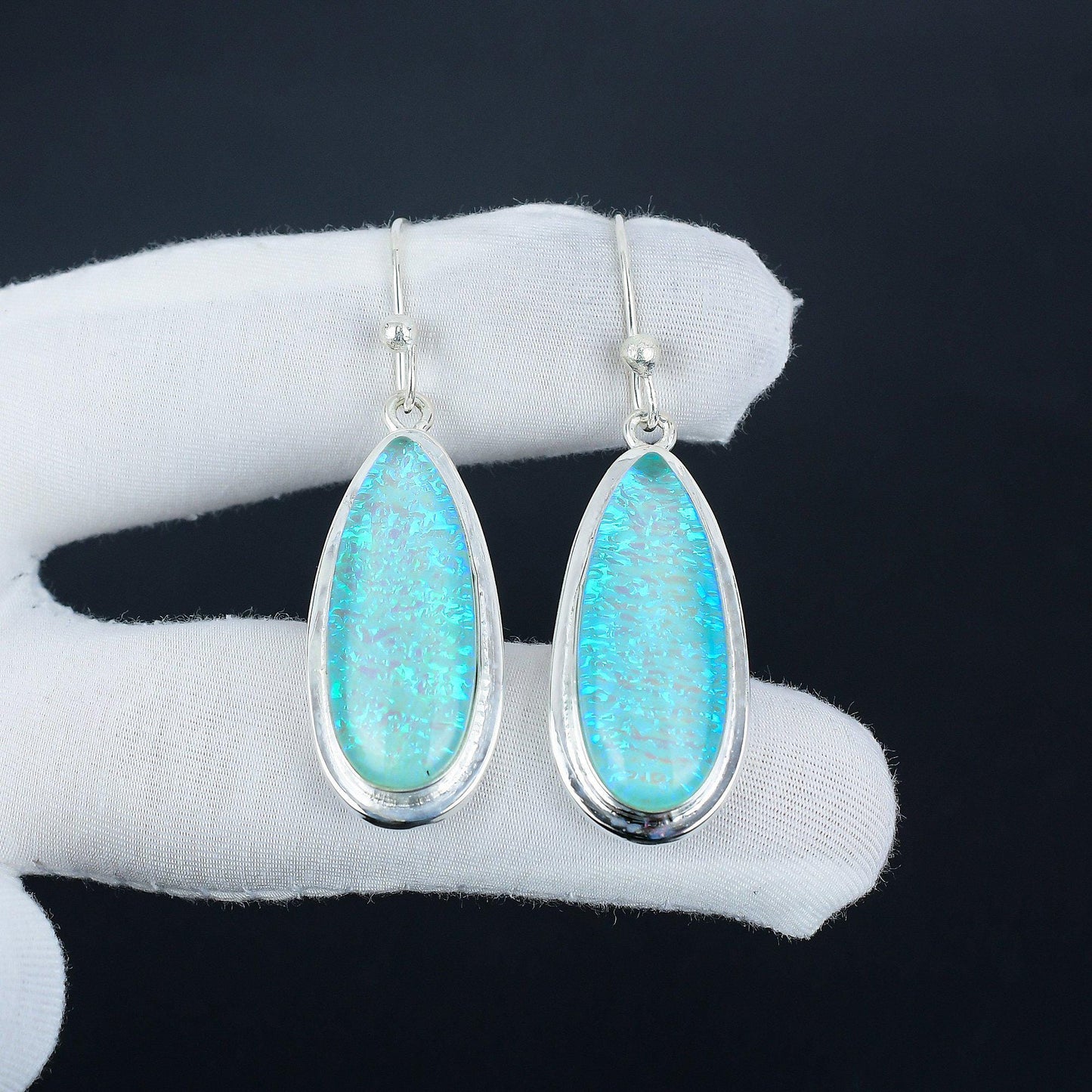 Blue Australian Triplet Opal Gemstone Earrings