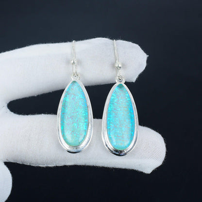 Blue Australian Triplet Opal Gemstone Earrings
