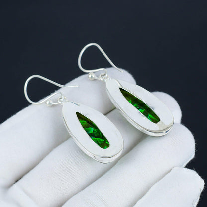 Green Australian Opal Gemstone Earrings