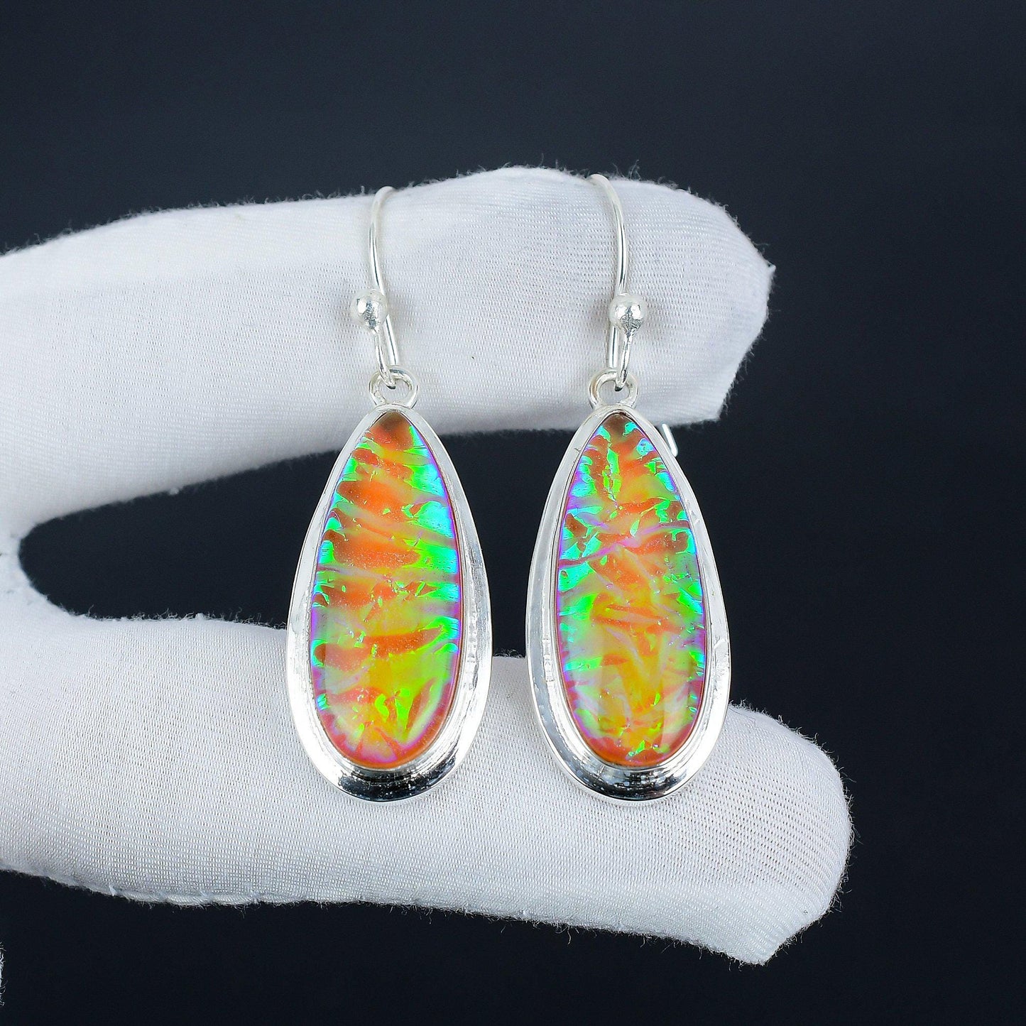 Pink Opal Gemstone Earrings