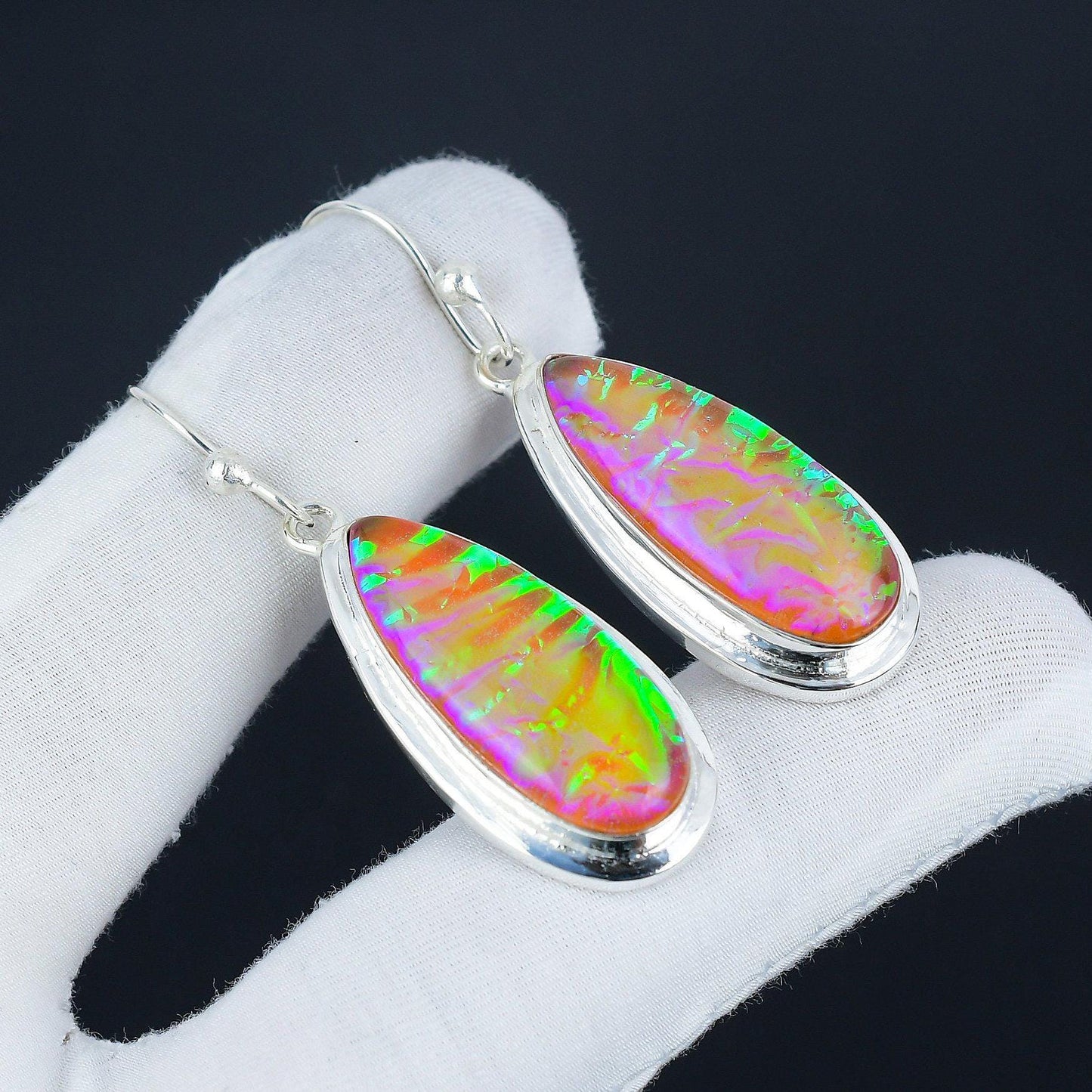 Pink Opal Gemstone Earrings
