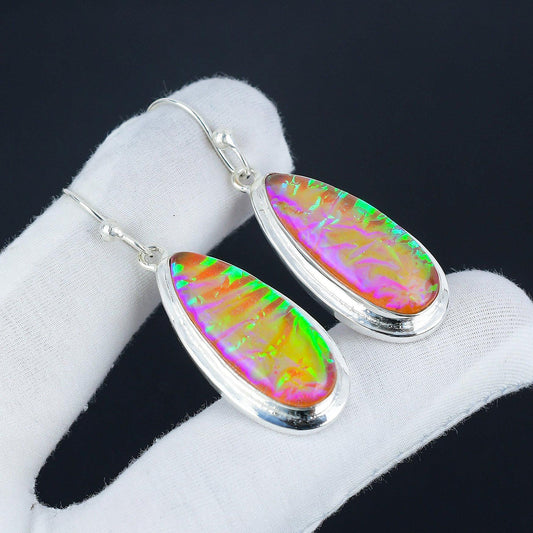Pink Opal Gemstone Earrings