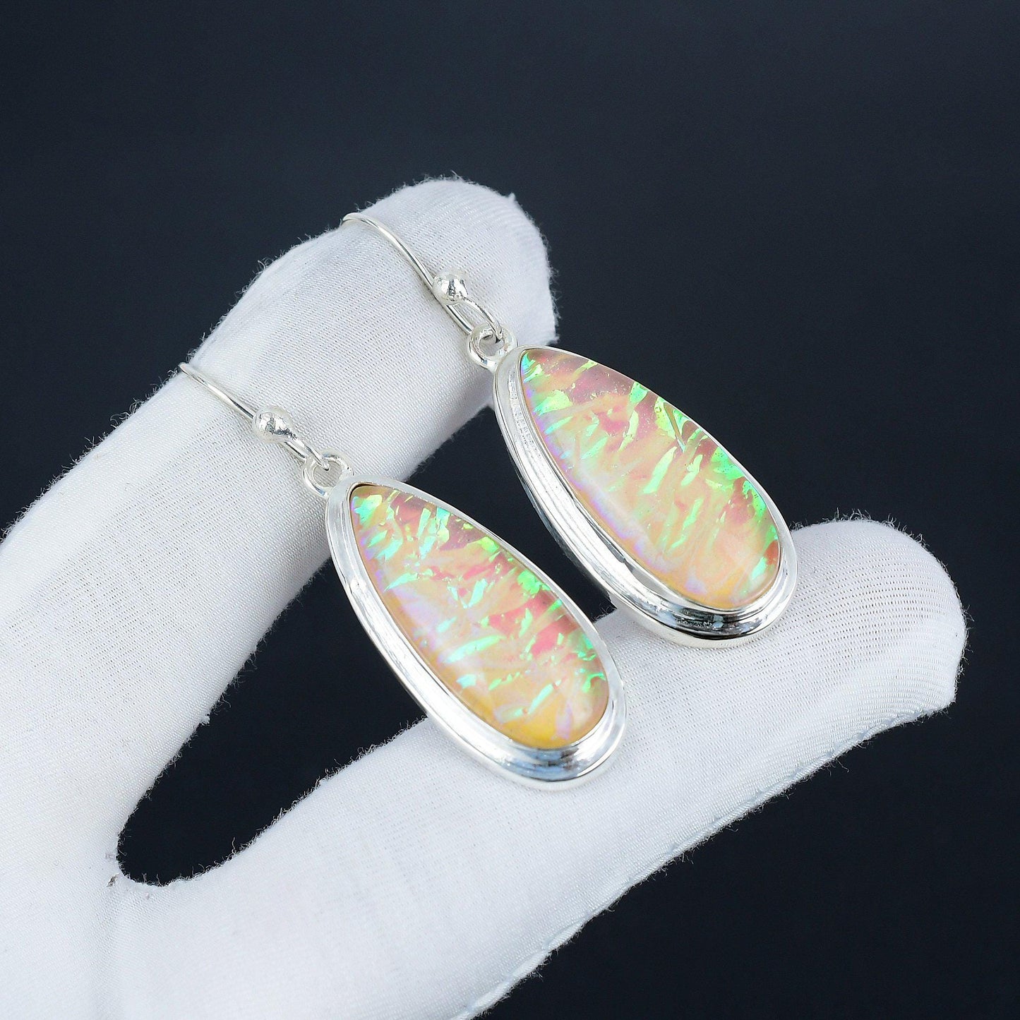 Multicolor Opal Gemstone Earrings