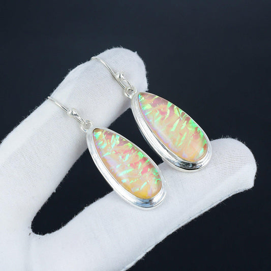 Multicolor Opal Gemstone Earrings