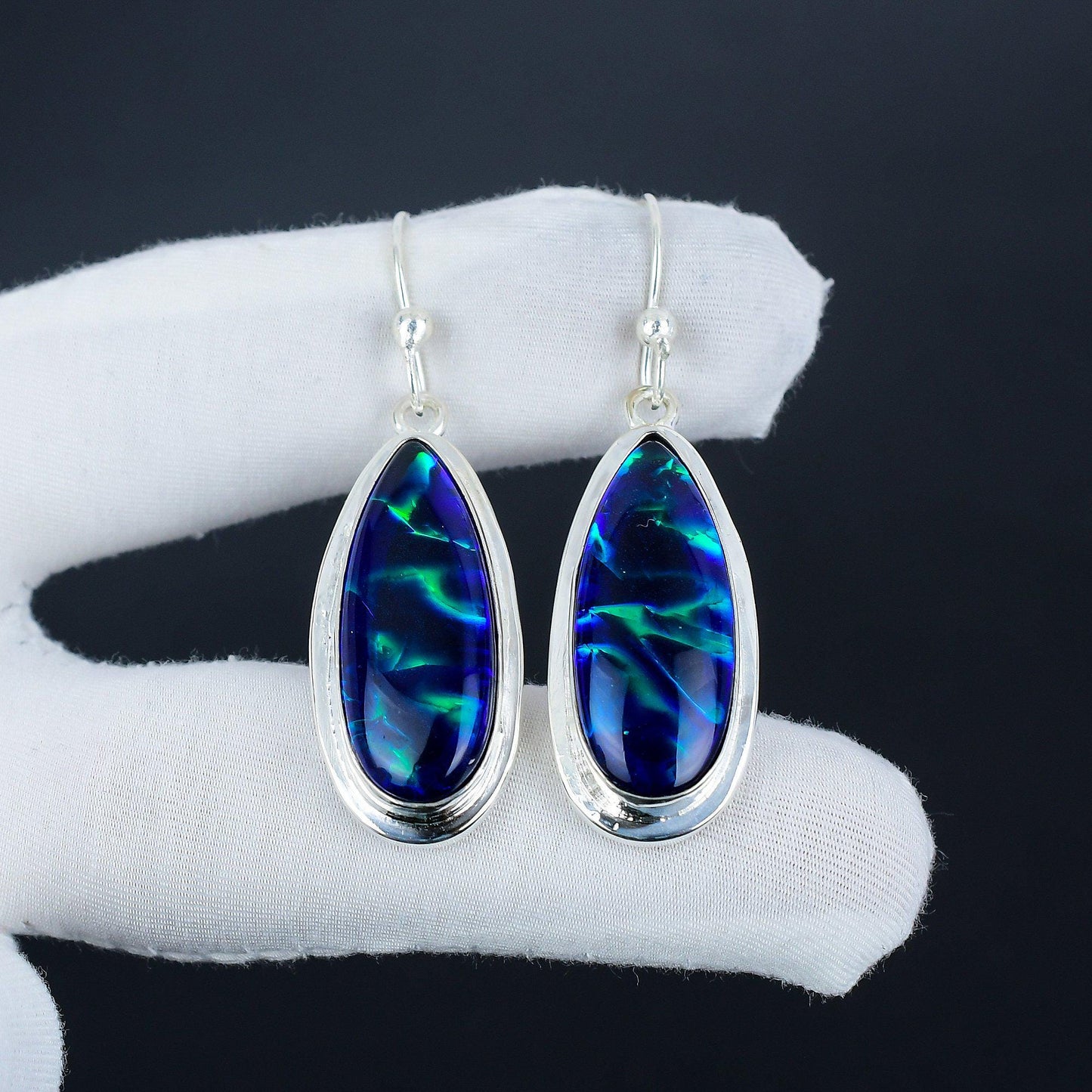 Blue Opal Gemstone Earrings