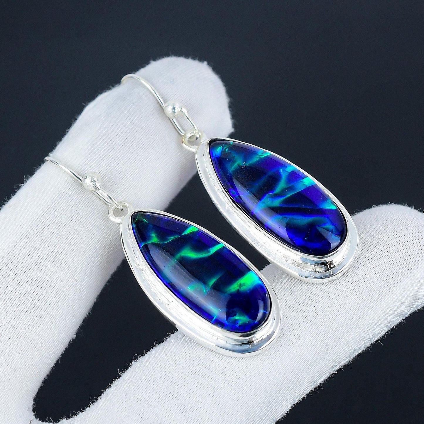 Blue Opal Gemstone Earrings