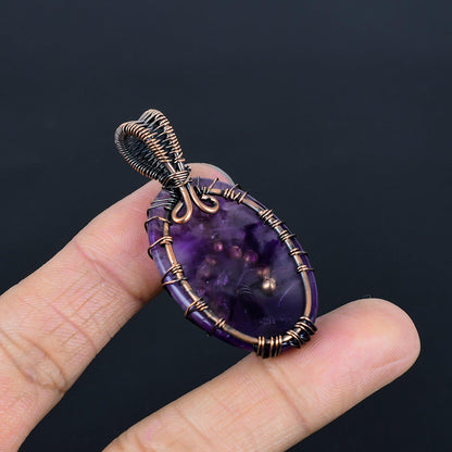 Purple Amethyst Gemstone Tree of Life Pendant