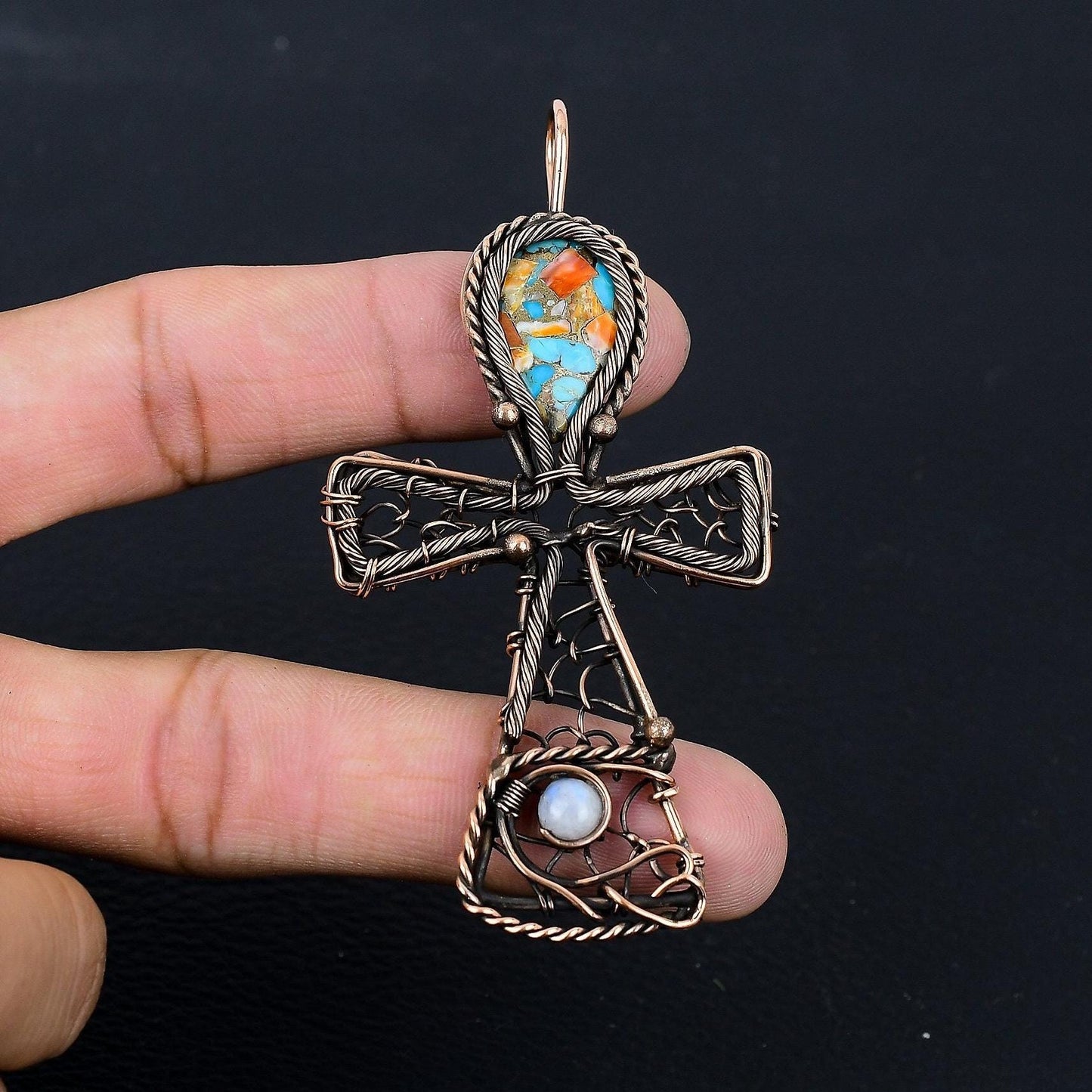 Turquoise Gemstone Ankh Pendant