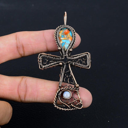 Turquoise Gemstone Ankh Pendant