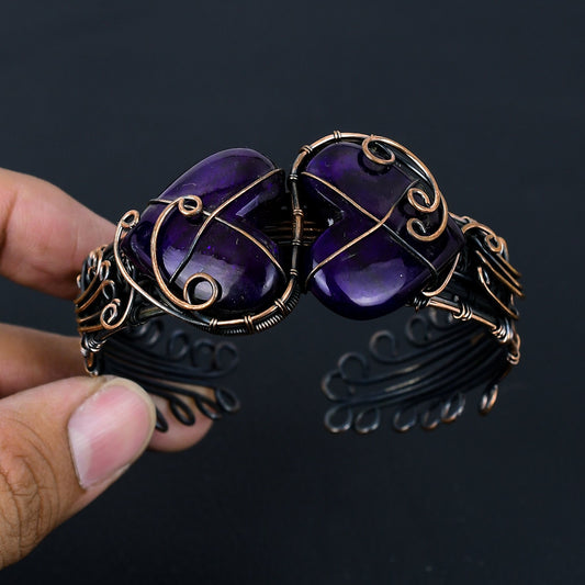 Purple Labradorite Gemstone Heart Bangle