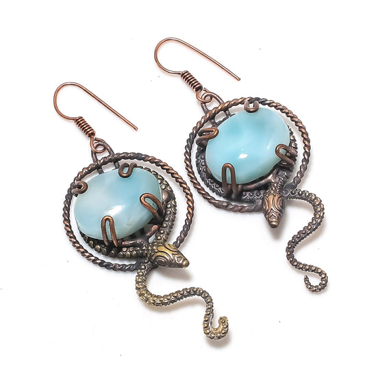 Blue Larimar Gemstone Earrings