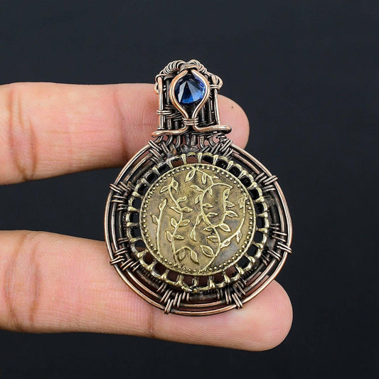 Copper Two-Tone Gemstone Pendant