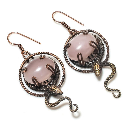 Pink Rose Quartz Gemstone Earrings