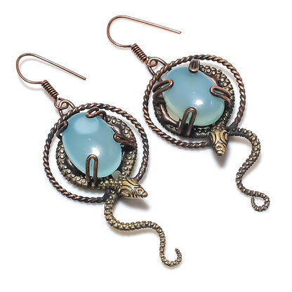 Blue Chalcedony Gemstone Earrings
