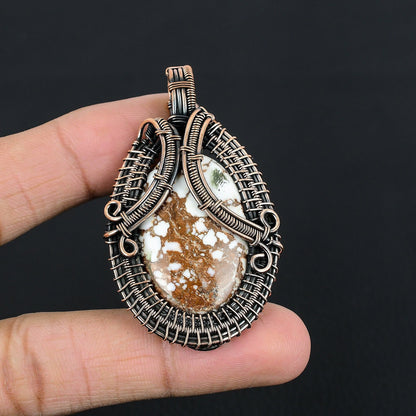 Brown & White Wild Horse Turquoise Gemstone Pendant