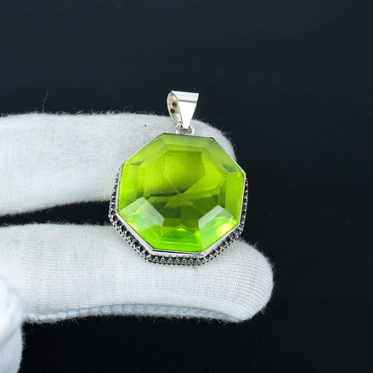 Green Peridot Octagon Pendant