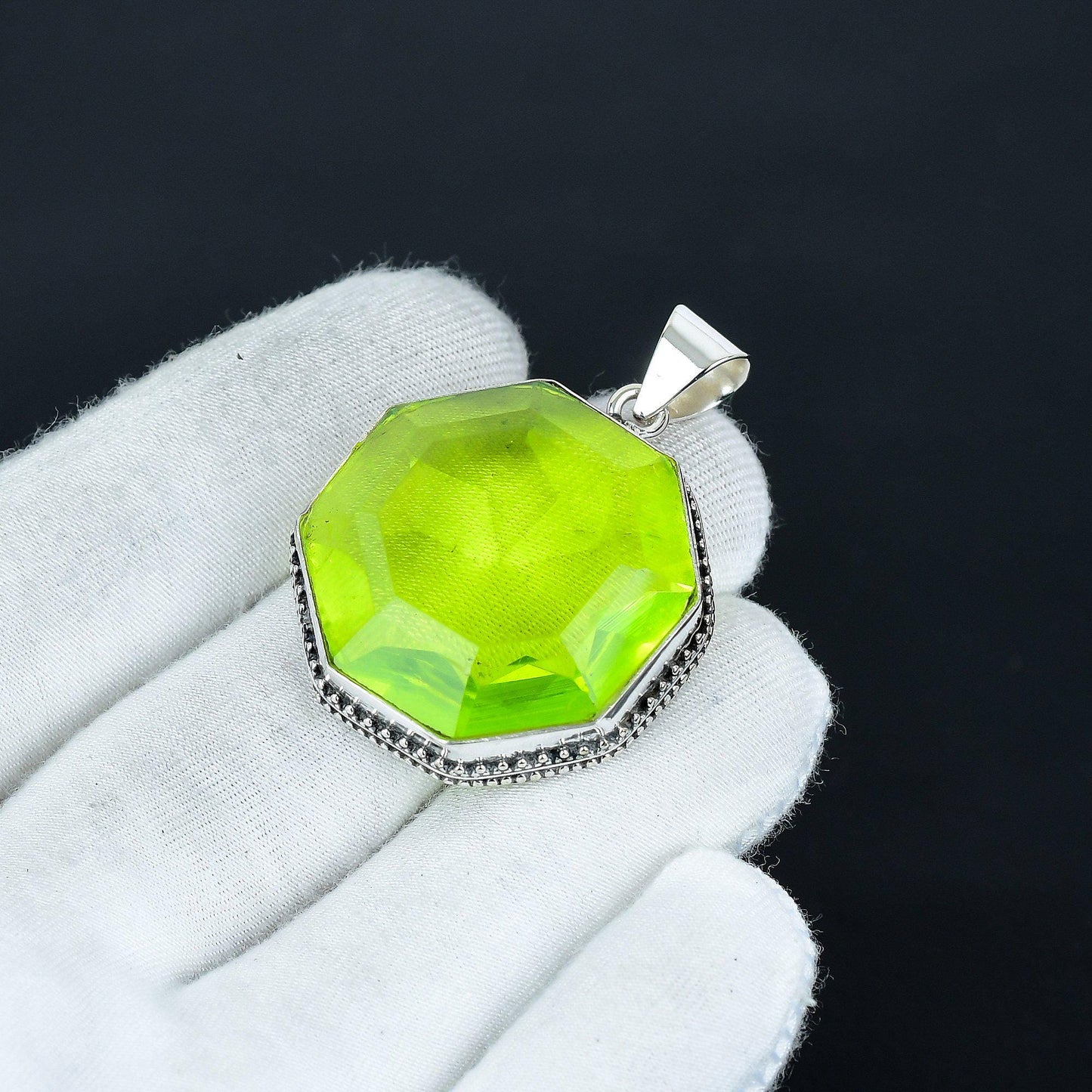 Green Peridot Octagon Pendant