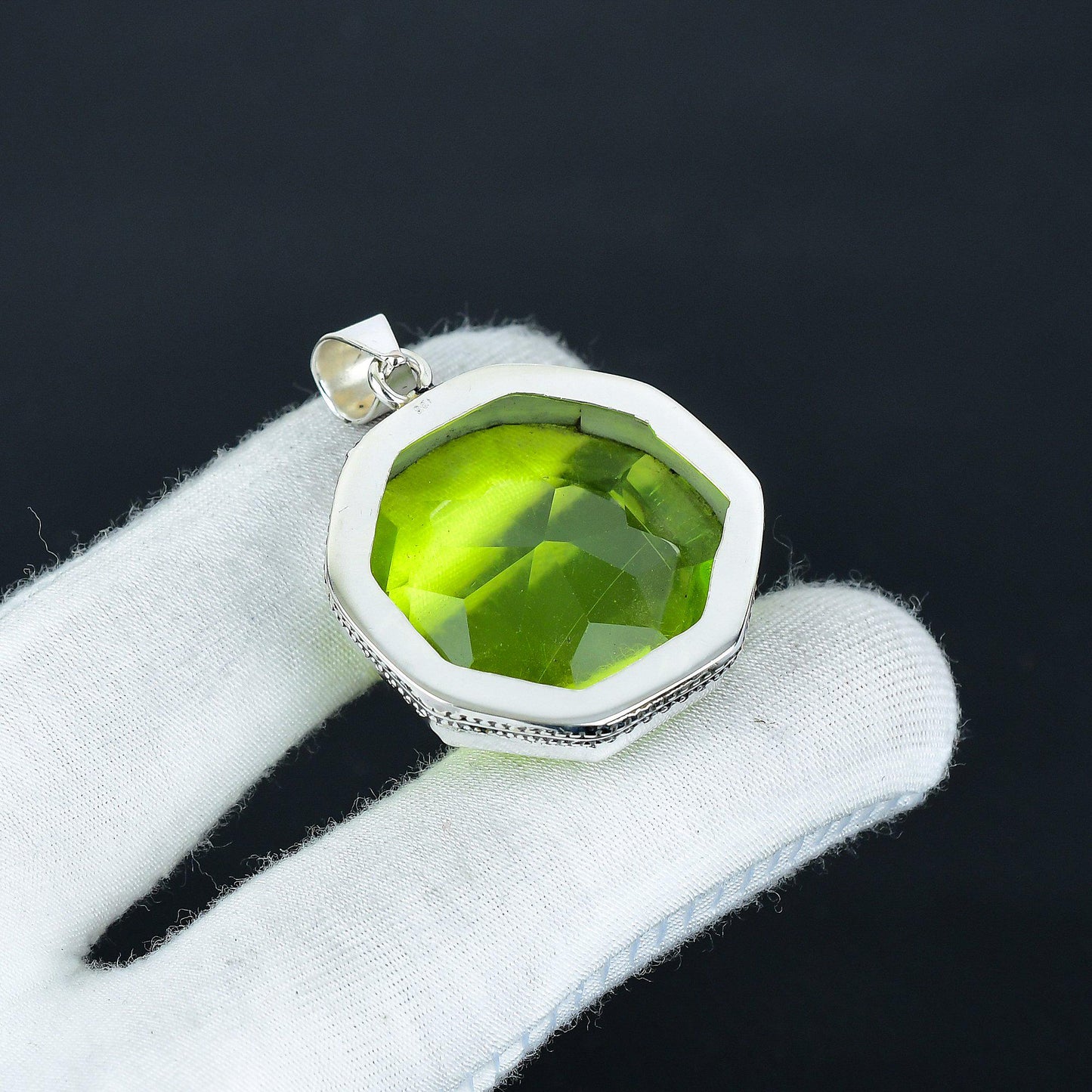 Green Peridot Octagon Pendant