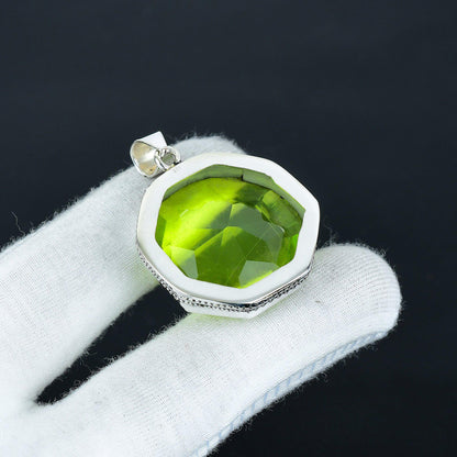 Green Peridot Octagon Pendant