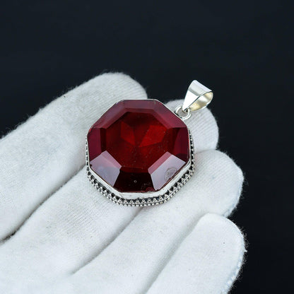 Red Garnet Sterling Silver Pendant