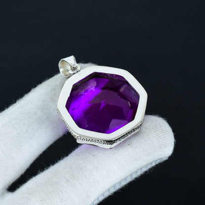 Purple Amethyst Sterling Silver Pendant