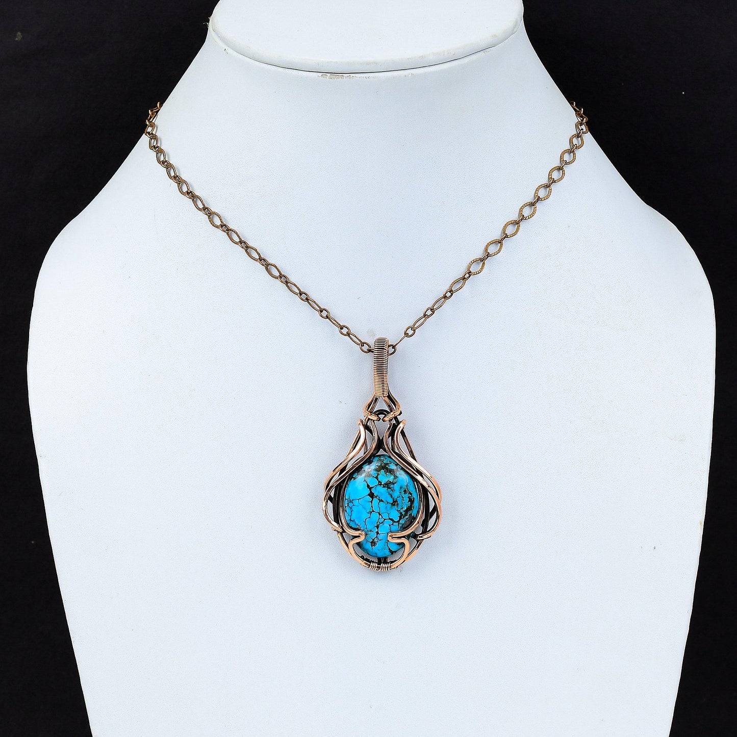Turquoise Gemstone Wire Wrapped Pendant