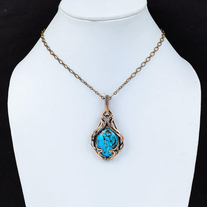 Turquoise Gemstone Wire Wrapped Pendant