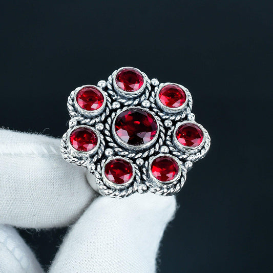 Red Garnet Sterling Silver Ring