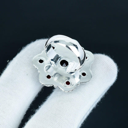 Red Garnet Sterling Silver Ring