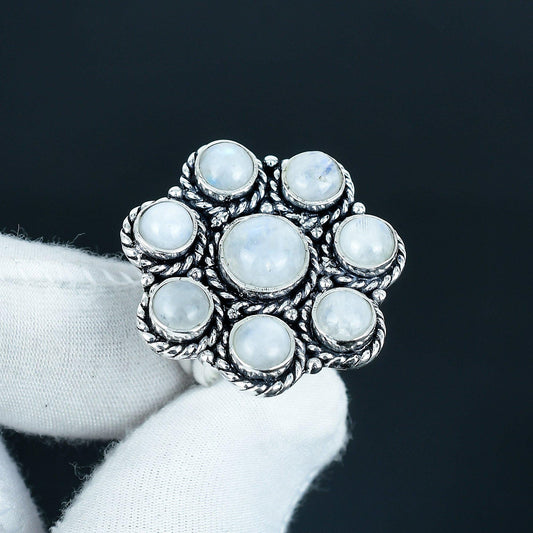 Rainbow Moonstone Sterling Silver Ring